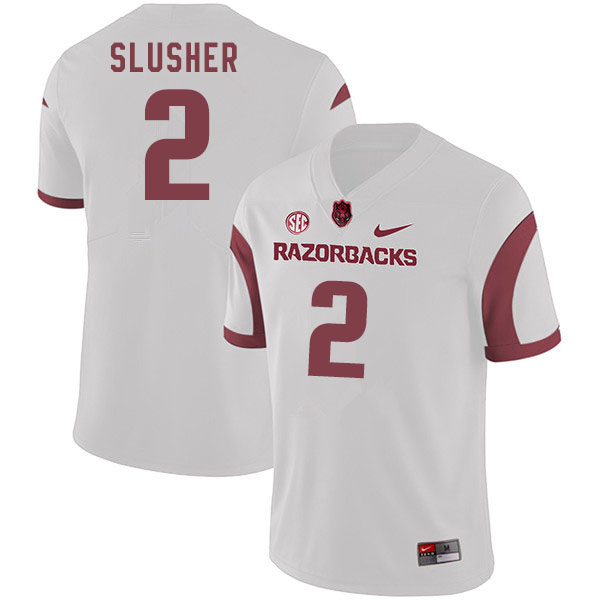 Men #2 Myles Slusher Arkansas Razorbacks College Football Jerseys Sale-White